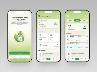 Personalized Sustainability App Design app design eco app eco frienldy environmental green app green tech impact tracker ios app sustainability app sustainability design ui ui design uiux ux ux design