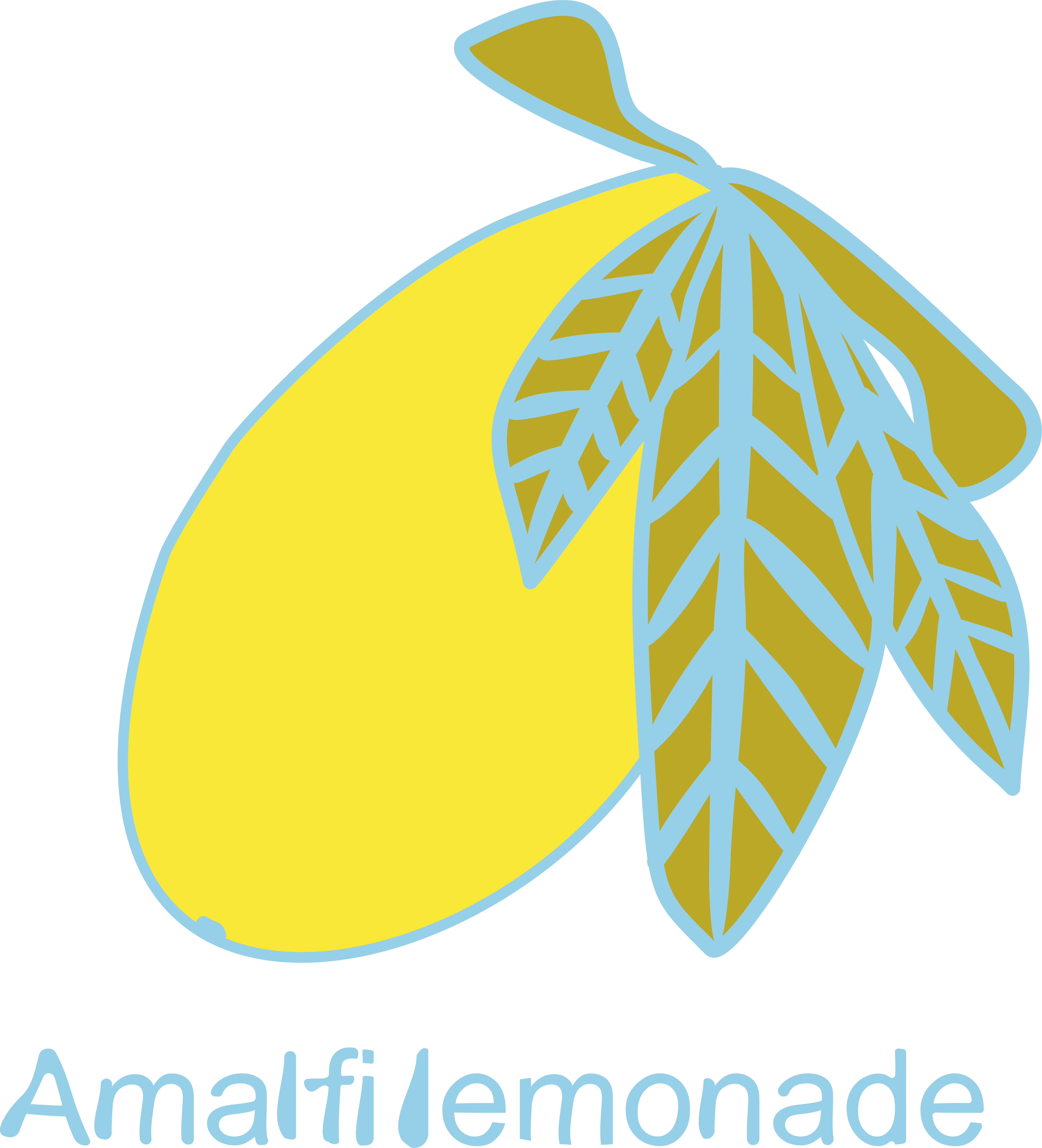 A sticker with a yellow lemon. The Amalfi lemonade logo features
