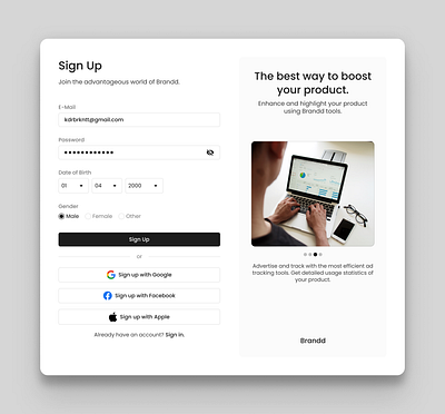 Sign Up Page app daily ui dailyui design mobile app mobile design sign up sign up page ui ui design ux ux design web web design