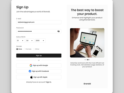 Sign Up Page app daily ui dailyui design mobile app mobile design sign up sign up page ui ui design ux ux design web web design