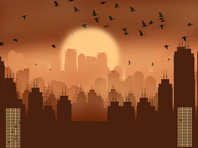 Sun set 3d animation art artwork birds branding buildings design fashion graphic design illustration lights logo motion graphics sun set ui