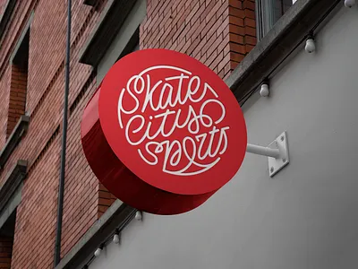 Skate City Sports logo calligraphy custom font handdrawn lettering linear logo monoline script skating typography wordmark