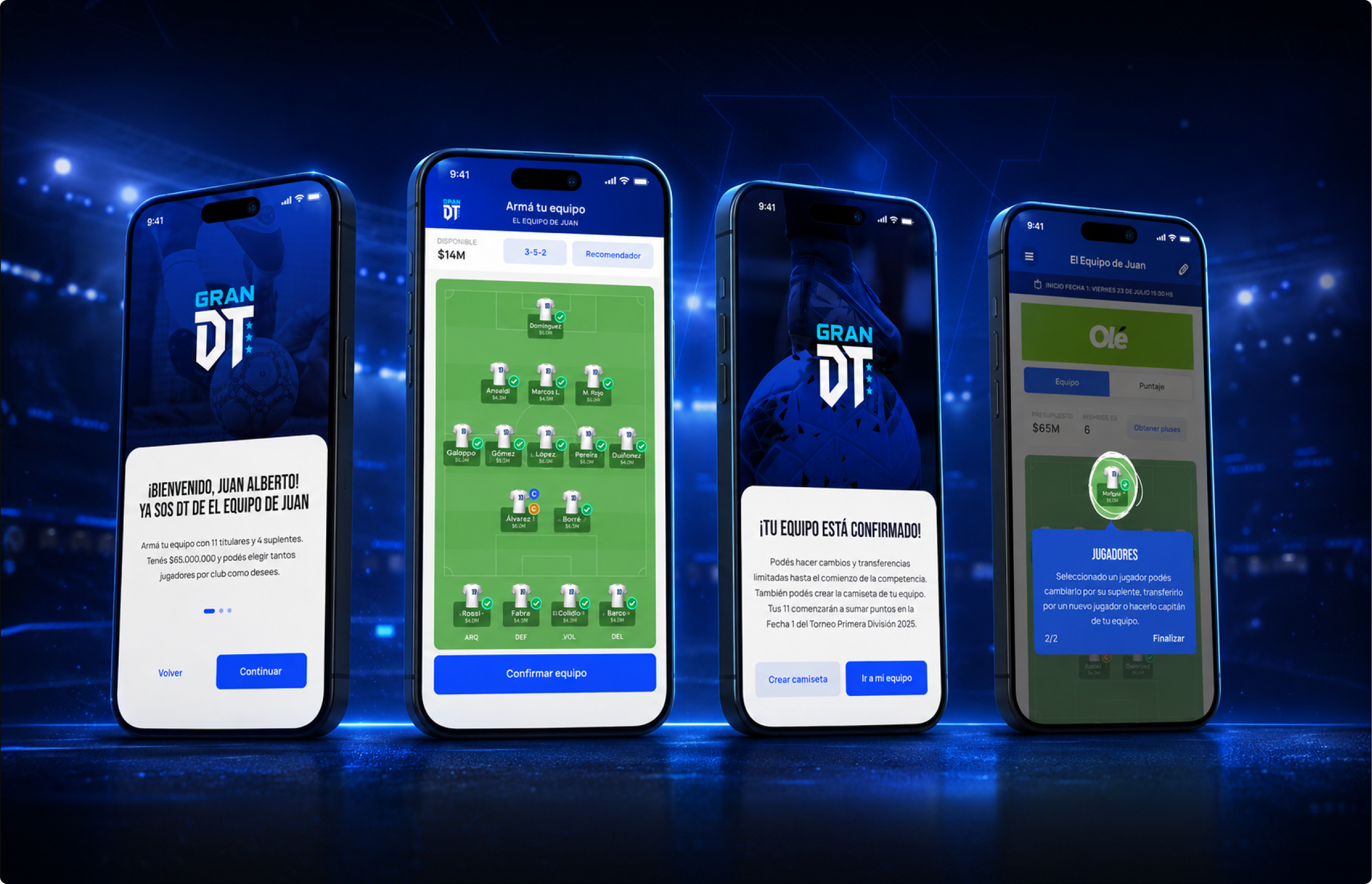 Gran DT - Fantasy soccer agency app branding design fantasy graphic design ui ux
