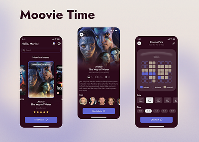 Movie Time | Cinema Booking App cinema app design ios mobile ui