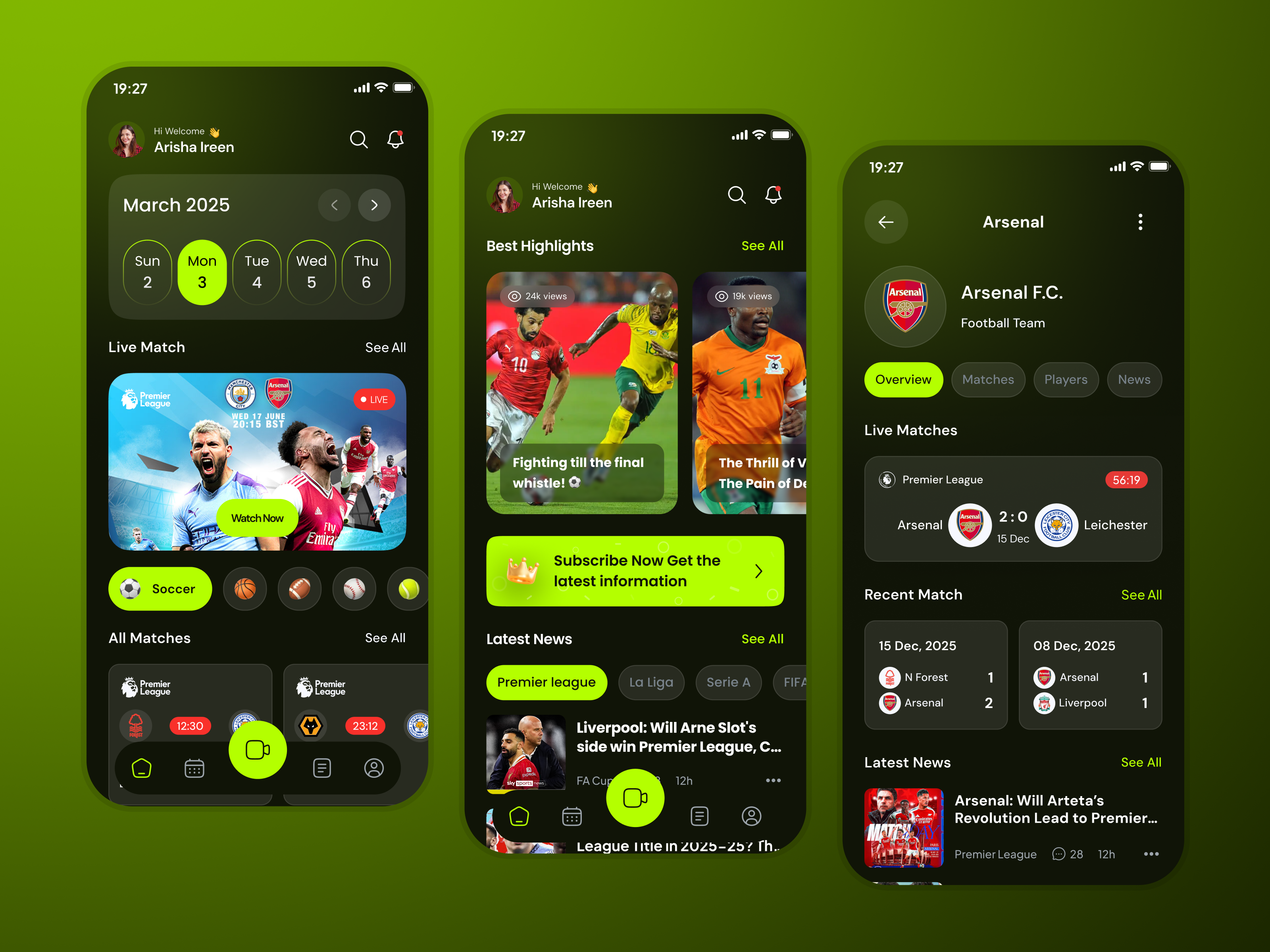 Example of Sports Mobile App UI/UX Design