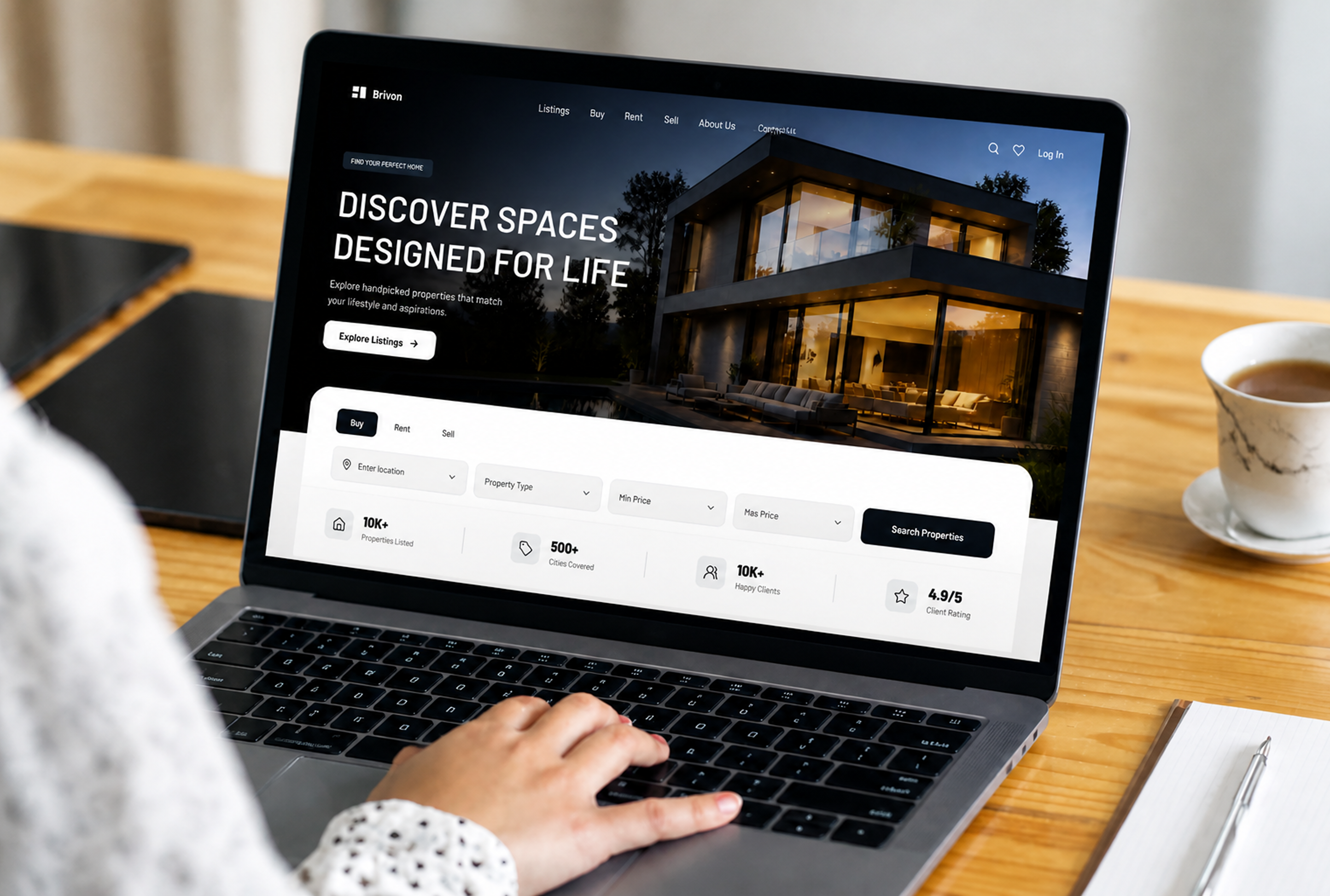Modern Real Estate Design design gray hero hero section home landingpage listing modern premium real estate realeastate section ui uiux ux website