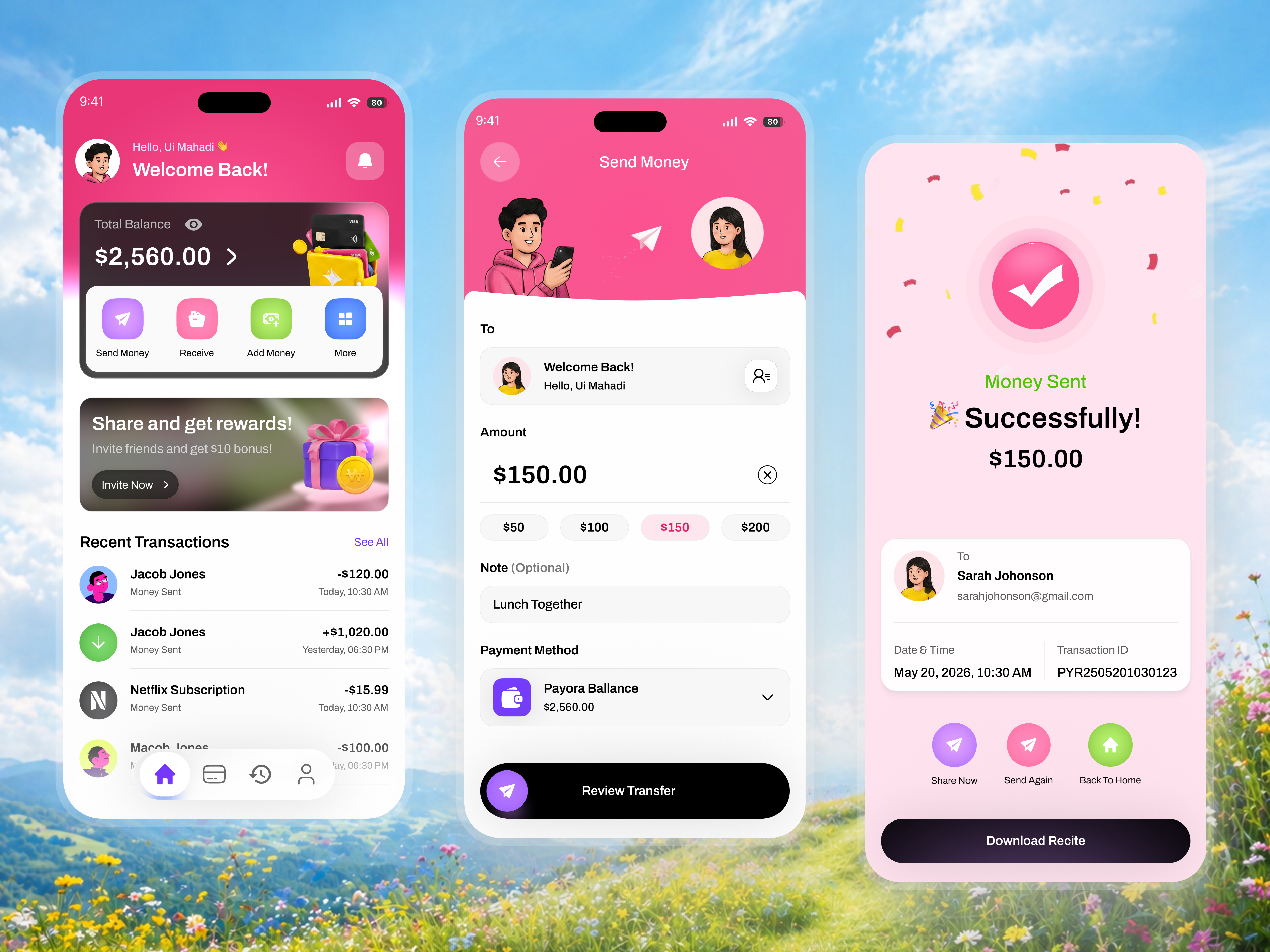 Mobile Wallet & Money Transfer App UI app appdesign design fintech mobile app mobiledesign productdesign