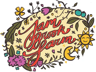 Jam Brook Farm Illustrated Logo brand guide branding design graphic design hand drawn hand lettering illustrated logo illustration logo
