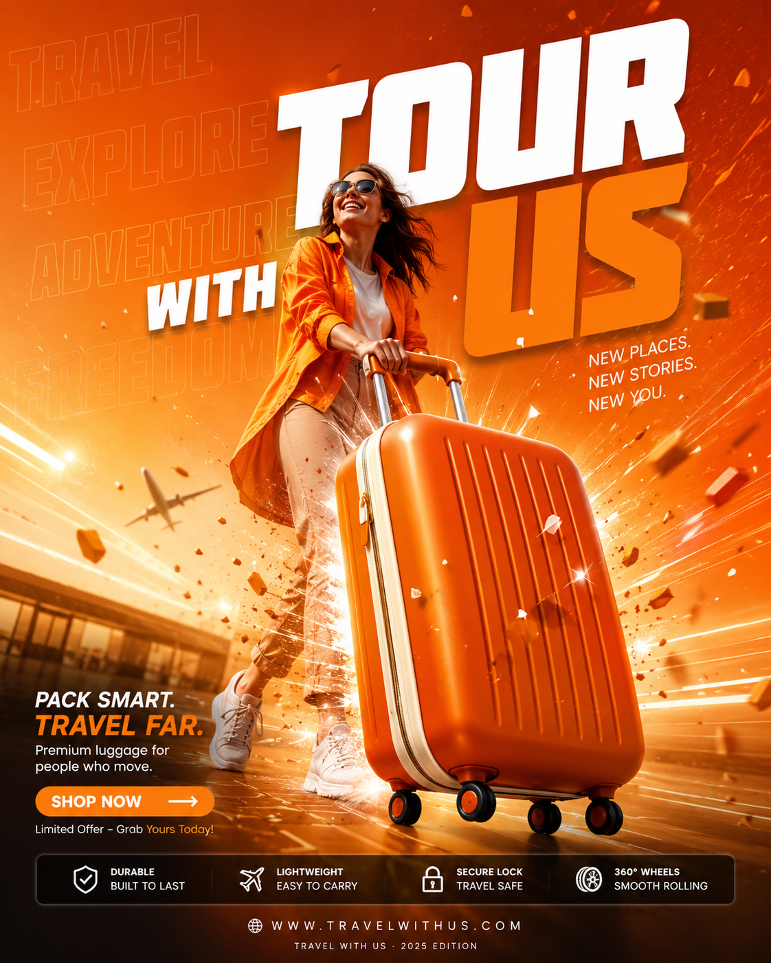 “TOUR WITH US” — High-Impact Travel Campaign Poster Design | banner brandidentitydesig branding campaigndesign creativedirection design digitaladvertising exploretheworld graphic design illustration poster tour tourismbranding travel travelmarketing