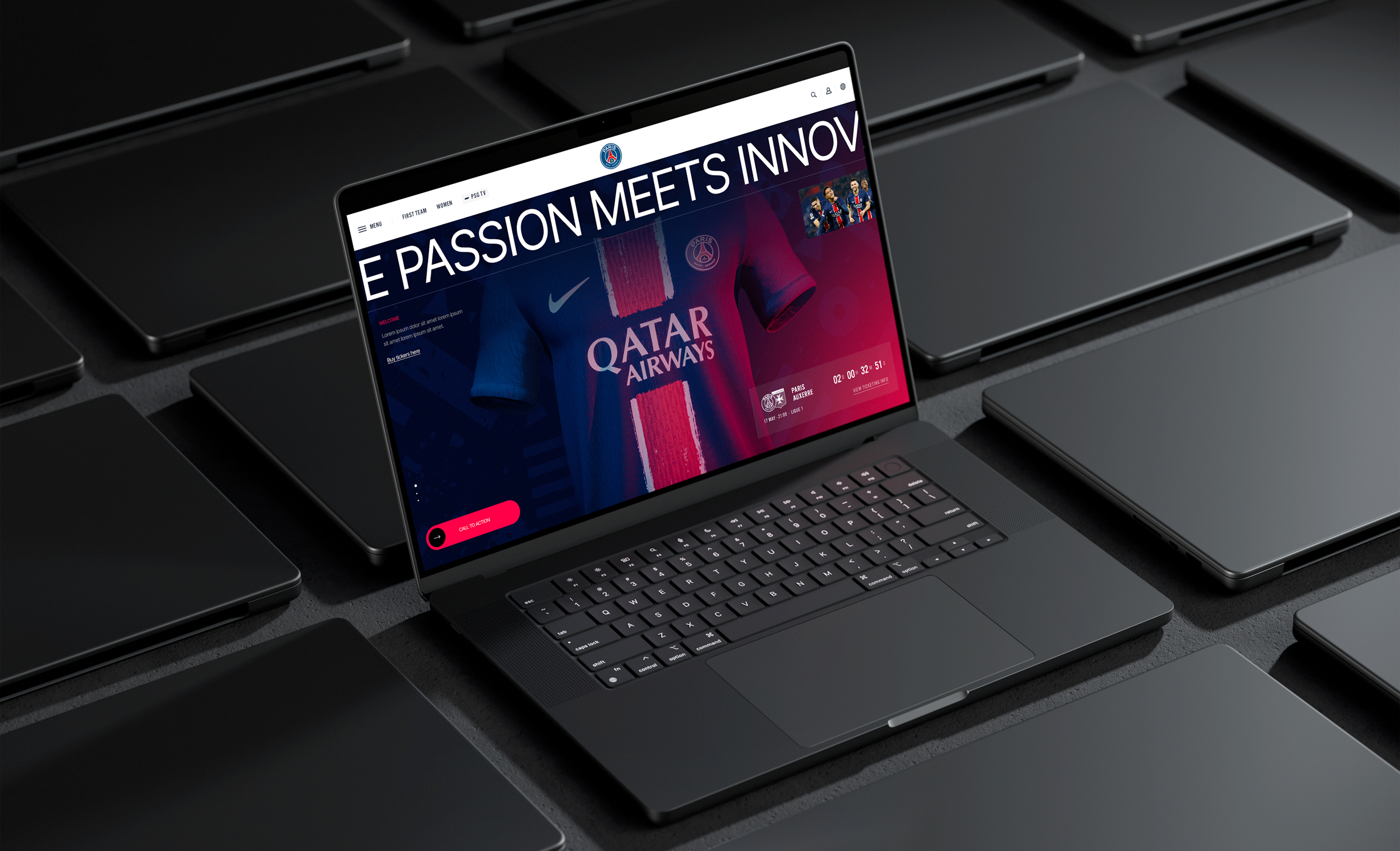 Concept website for PSG football club 3d animation graphic design motion graphics ui