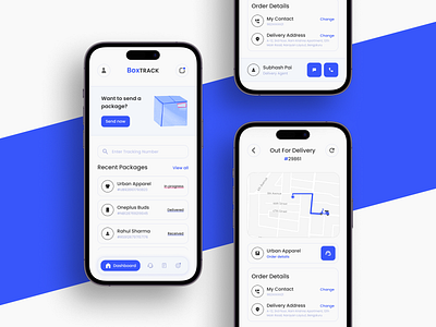 Package Tracking App adobexd app app design boxtrack courier creative delivery design ecommerce figma interface iphone 14 maps package product design tracking ui user interface ux visual design