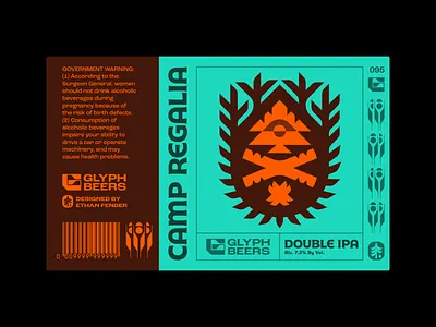 Glyph Beer 95 beer beer label bonfire camp camping crest explore fire forest heritage icon ipa label design logo logs nature packaging shield symbol wood