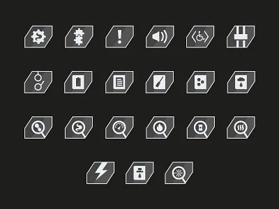 Space Age Electronics Product Application Icon Set ada alert detection fire safety life safety manufacturing technology wireless