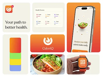 CaloriQ AI Tech Branding brand guidelines brand identity brandguideline branding caloriq caloriq branding color cosmetic logo design system graphic design healthcare logo illustration lettering logo logo design logo mark mark motion graphics style guide typography