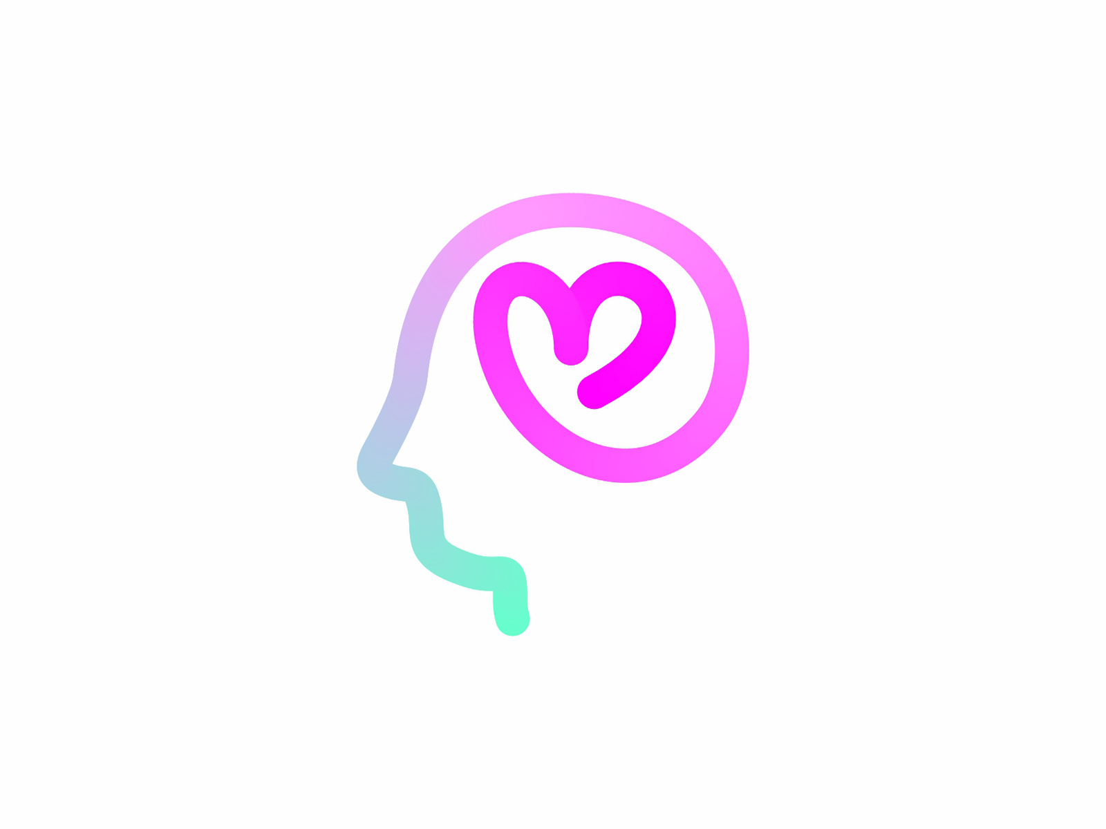 Mental health icon, logo design symbol: head with heart within