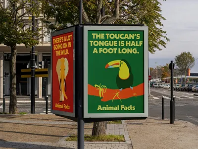 Animal Facts Posters advertisement animal animal brand animal facts brand design brand identity branding elephant graphic design illustration poster poster design toucan