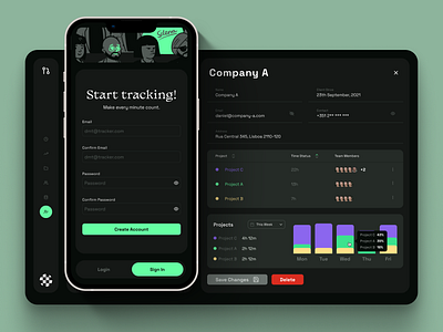 Time tracking app ⏱️ dashboard design desktop mobile modern timer ui