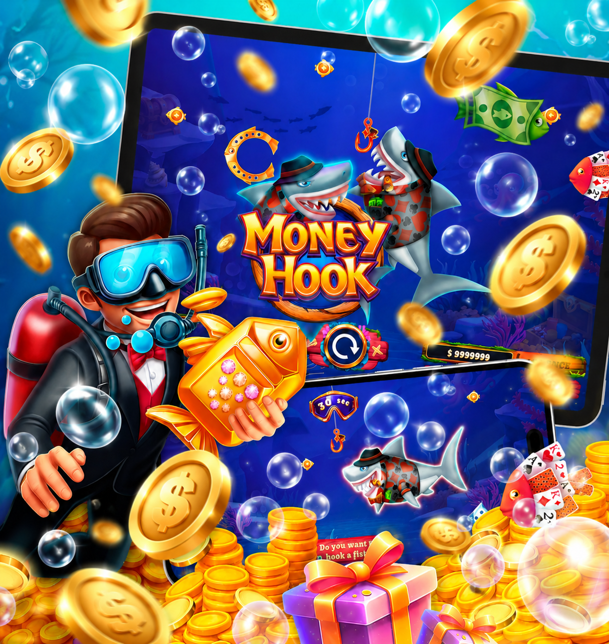 DESKOP GAME MONEY HOOK banner branding game game ui graphic design ui