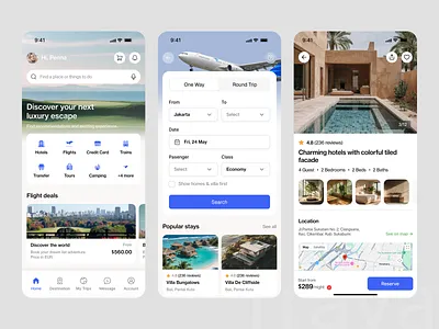 Velora - Booking Travel App ai product airport app booking app clean design flight booking holidays hotel mobile modern passenger real estate saas service ticket tour guide travel ui ux vacation