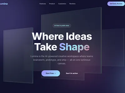 Lumina — Where Ideas Take Shape landing page