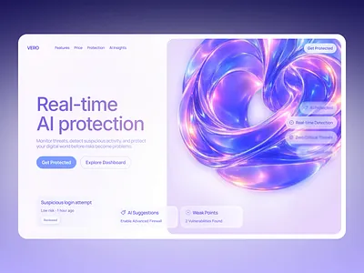 VERO - AI Cybersecurity Website 3d admin dashboard ai fintech ai security animation crypto wallet dashboard ui design system financial dashboard fintech fintech dashboard graphic design landing page motion graphics saas saas design security platform web design webflow design website design
