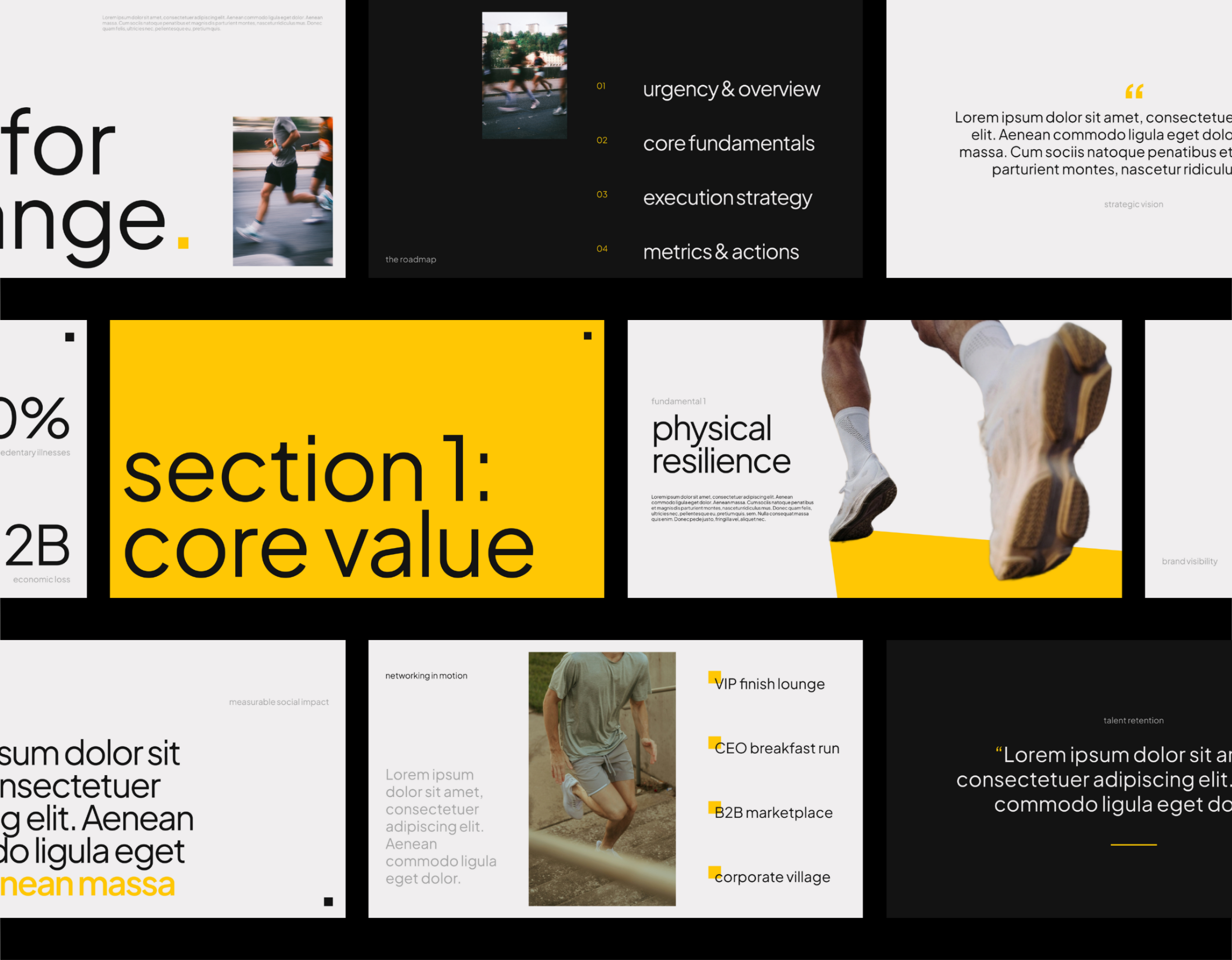 Urban Marathon or Charity Run Presentation design graphic presentation ui
