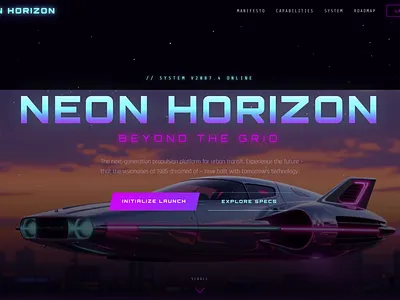 NEON HORIZON — The Future Is Now home page homepage landing landing page web design web site