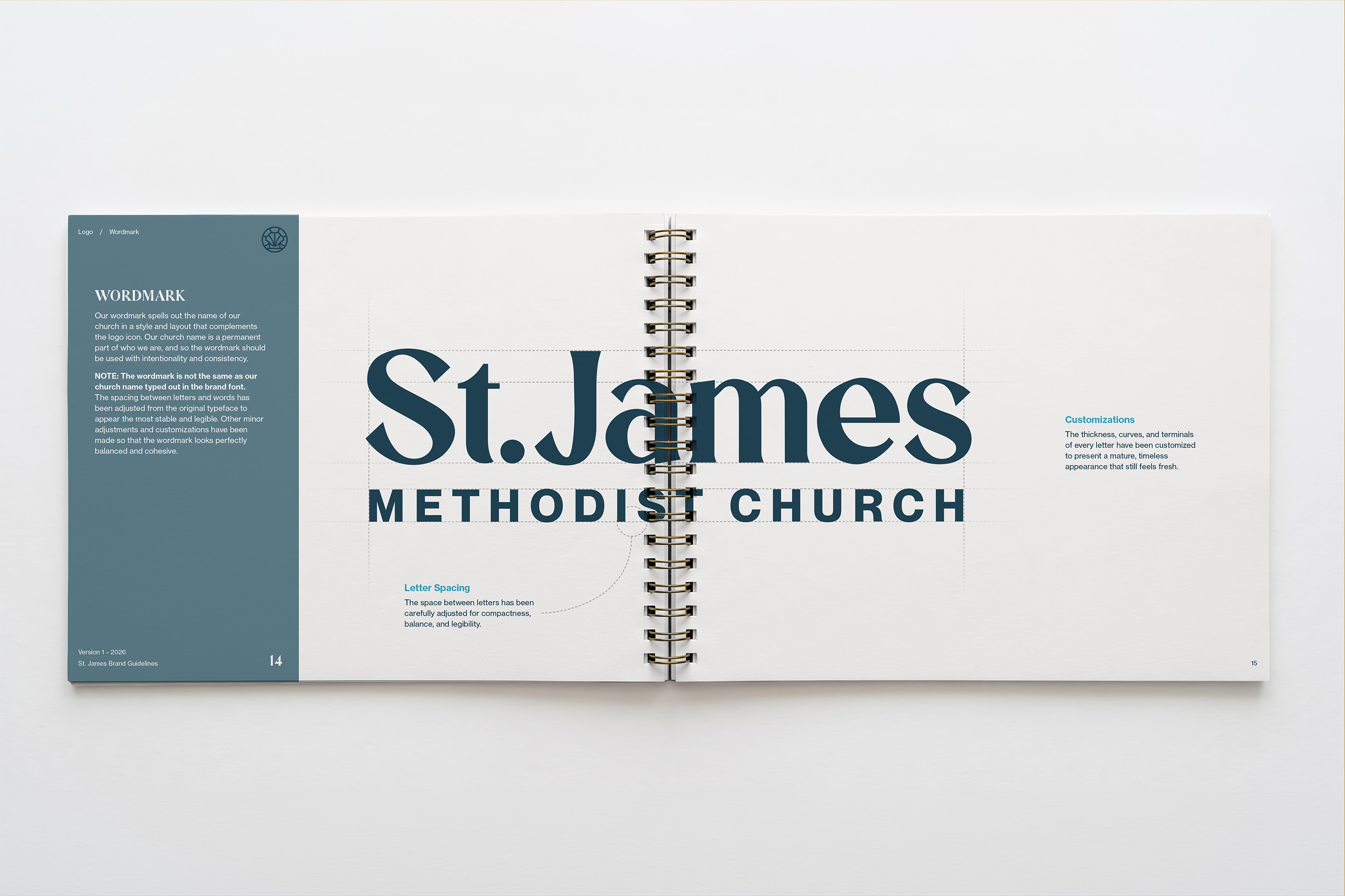 St. James Methodist Church — Wordmark branding bridge logo christian church church branding identity logo shell logo stained glass