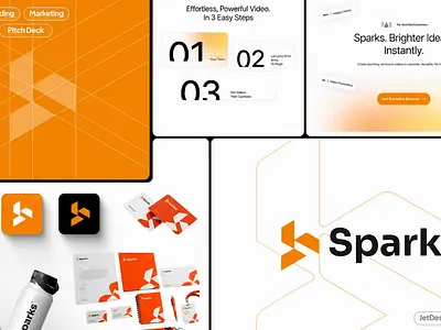 Sparks™ Brand Identity & Digital Experience Exploration branding collateral figma guidelines jetdesigns logo plugin saas tools ui web design