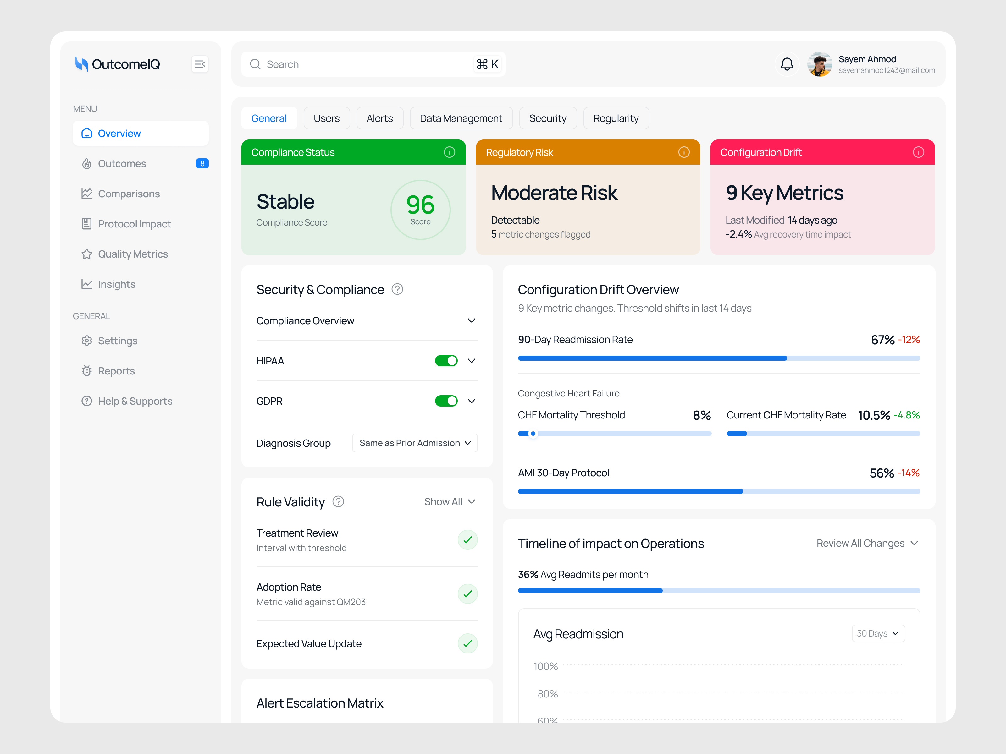 OutcomelQ healthcare analytics settings dashboard settings page health app health app settings health dashboard healthcare healthcare dashboard healthcare product design healthtech minimal dashboard modern dashboard saas dashboard saas design saas setting page setting settings page webapp setting page