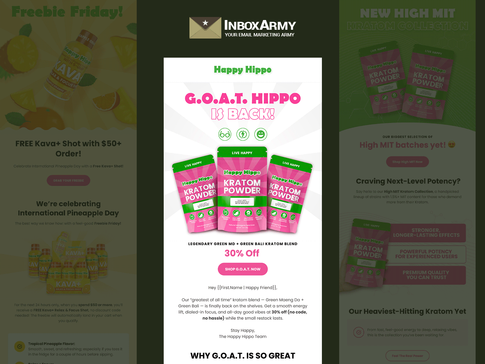 Happy Hippo Email Campaign Collection discount offer email campaign email design email marketing figma klaviyo newsletter design ui