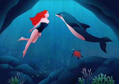 Underwater graphic design illustration