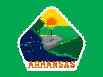 50 States · ARKANSAS america arkansas badge design graphic design illustration insignia label luggage sticker state state badge sticker travel travel sticker typography united states usa