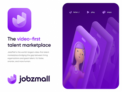Jobzmall Logo Design branding cv employee gradient hr human identity job logo market marketplace rebranding redesign resume video