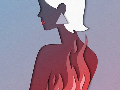 Layers - Inner Fire adhd audhd autism design editorial emotions fire hypersensitivity illustration mental health neurodivergence neurodivergent neurodiversity overwhelm paper craft papercut people psychology woman