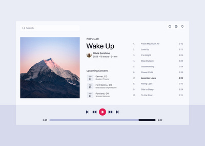 Music Player apple music artist band dancing lavender mountains music music player player product design purple singing songs sound sounds spotify ui wake up