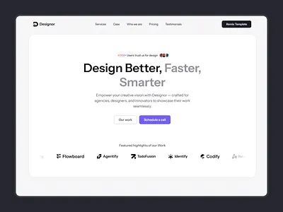 Designor - Hero seciton design framer framer ui hero section hero ui hero ui design landing page ui ui design web web design web ui