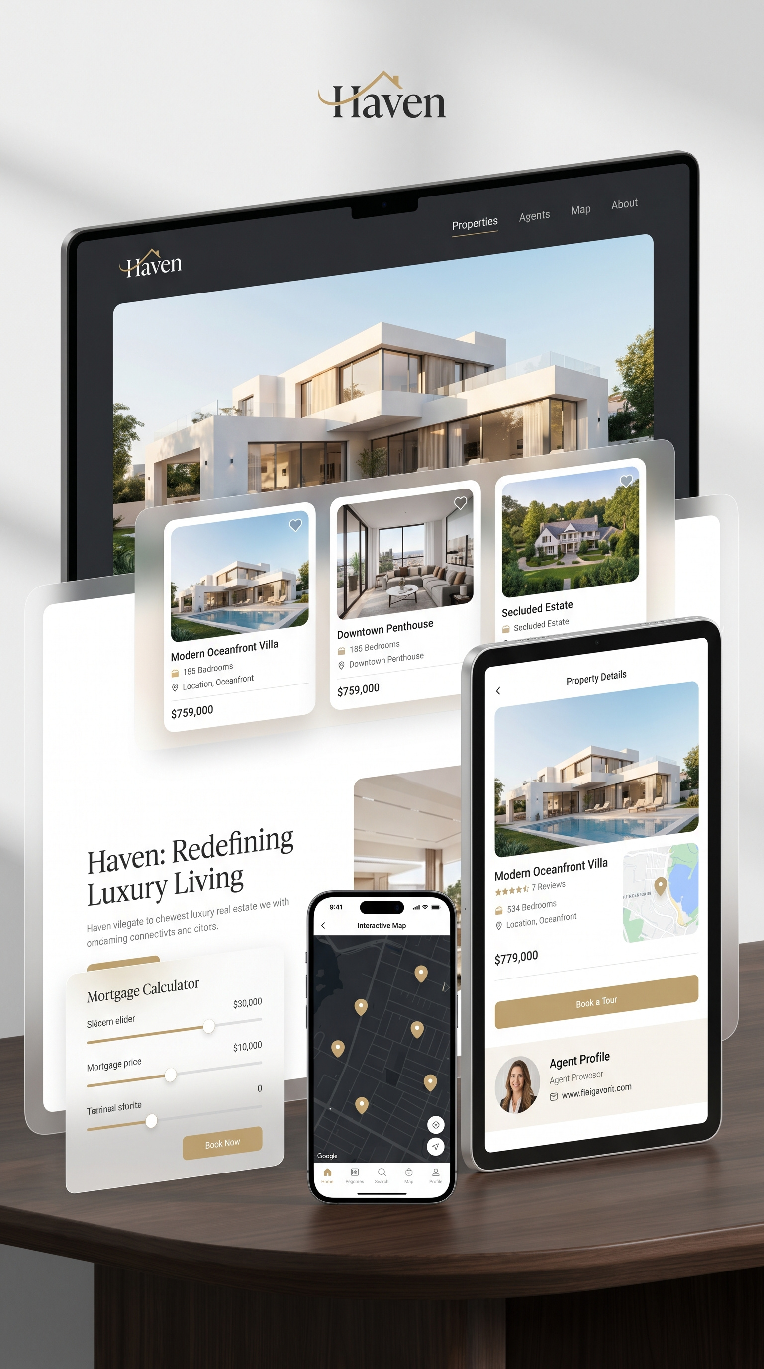 Haven – Luxury Real Estate Platform UI/UX creativedesign dashboarddesign dribbble figma luxurydesign mobiledesign productdesign realestate ui uidesign uxdesign webdesign