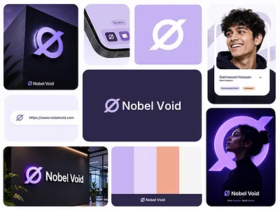 Nobel Void — Modern Futuristic Logo Branding brand designer brand identity creative branding futuristic logo identity design logo design logo inspiration logo presentation minimal identity minimal logo modern branding modern logo nobel void premium branding purple branding saas branding startup branding tech branding ui branding visual identity