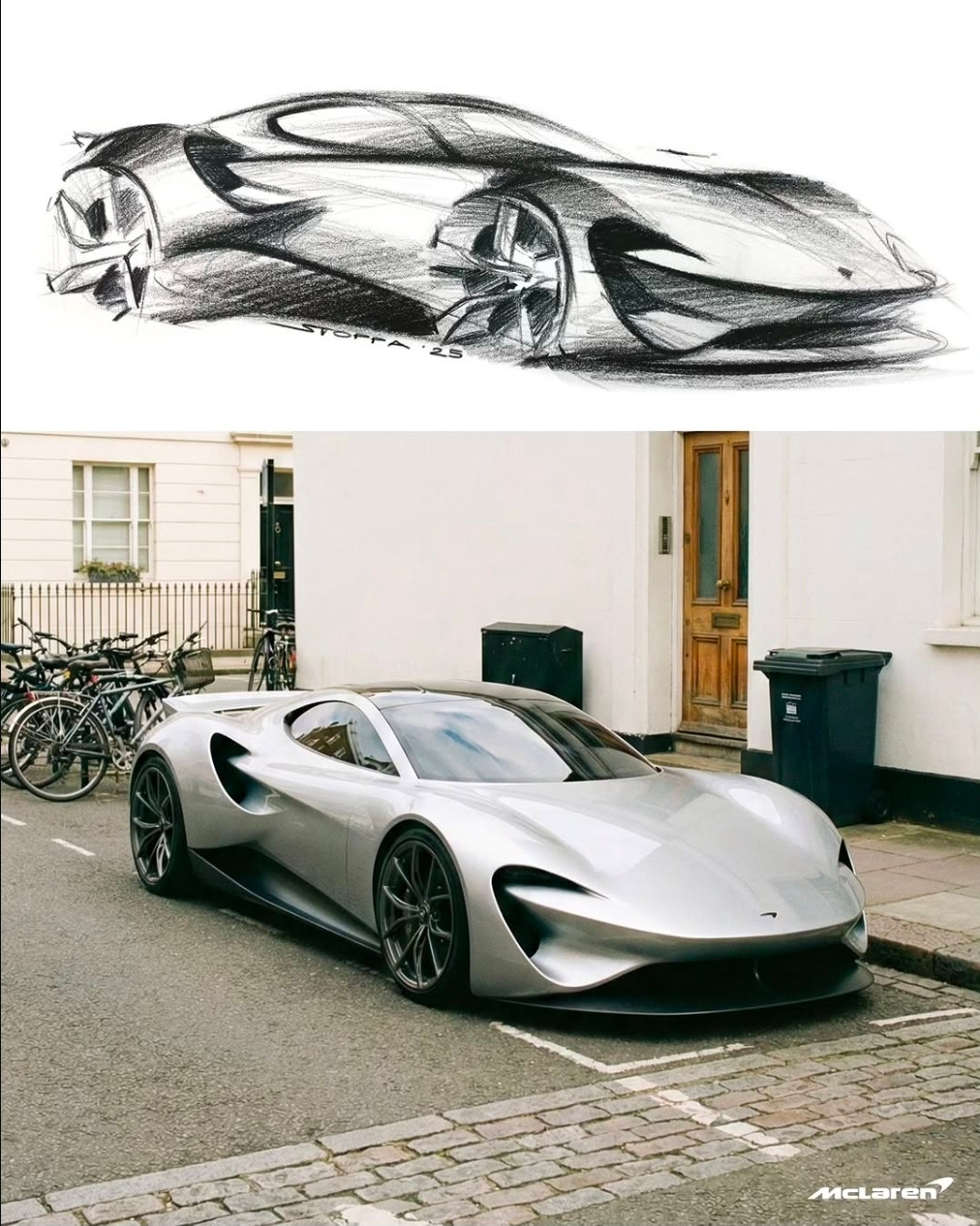 Mclaren ideation. Hand sketch and Ai render.