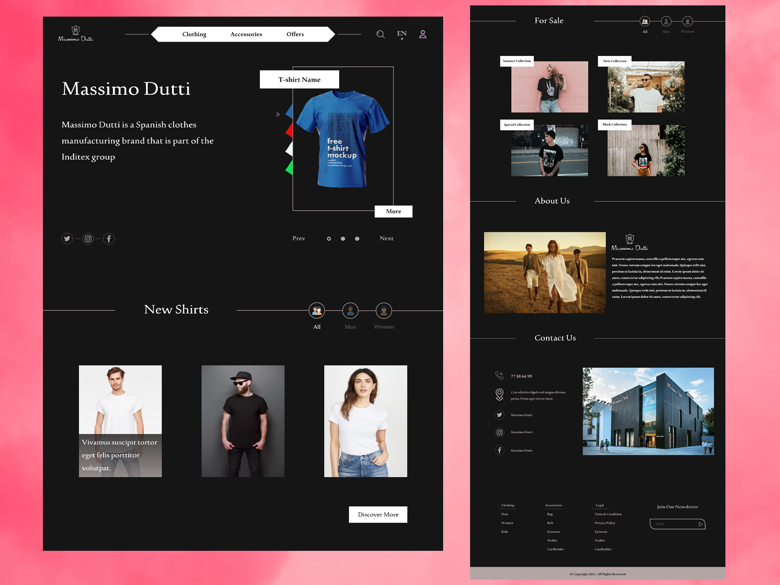 T-shirt Website Sample-1 adobe xd branding design figma graphic design illustration landing page logo t shirt ui user experience user interface ux web design