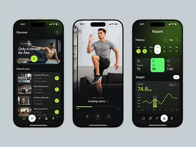 AI Home Workout Mobile App UI Design | Smart Fitness Trainer ai app ai fitness app app design fitness app fitness tracker gym app health app home workout mobile app personal trainer app ui design ux design workout app workout tracker