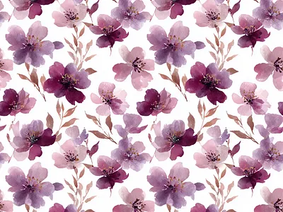 Seamless Pink Purple Watercolor Floral Pattern Design botanical cloth decorative design fabric floral flower flowers garden illustration nature pattern petals pink purple repeat seamless textile wallpaper watercolor