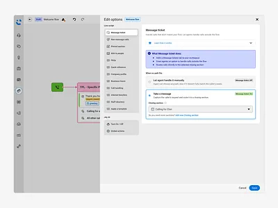 Edit options b2b buttons call center drawer edit flow footer info menu navigation options radio saas segmented settings sidebar tip ui ux workflow