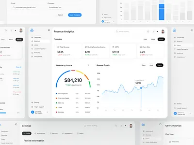 Revenue Analytics Dashboard UI for SaaS Platforms admin dashboard analytics interface business analytics business intelligence ui dashboard ui design data visualization finance dashboard financial dashboard growth analytics minimal dashboard modern dashboard ui performance dashboard recurring revenue analytics revenue analytics revenue dashboard saas analytics ui saas dashboard subscription analytics ui ux dashboard web app dashboard