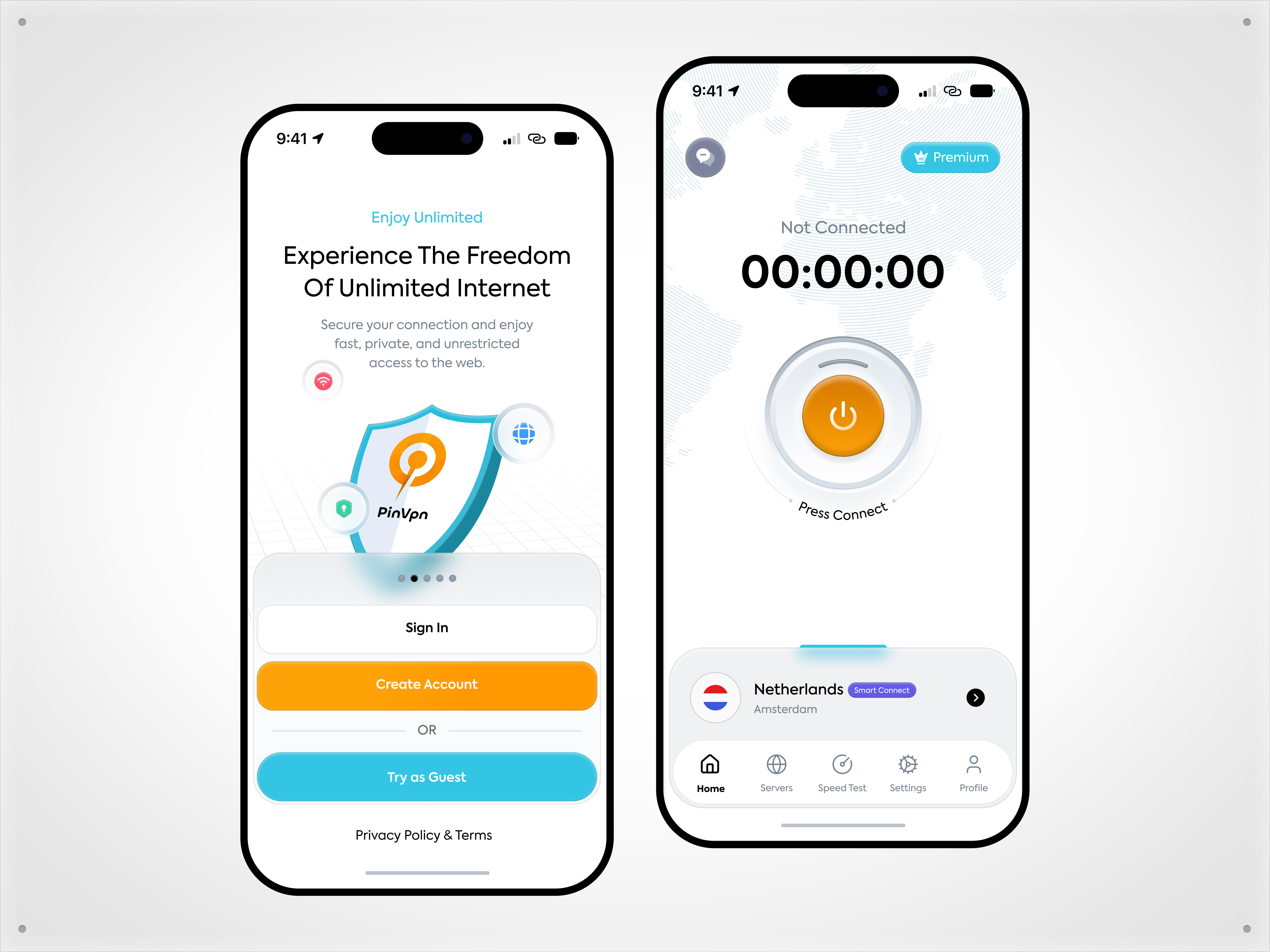 📍 PinVpn - Modern VPN Mobile App UI Design app connect design glass minimal mobile modern network onboarding security servers trend ui uidesign uiux vpn