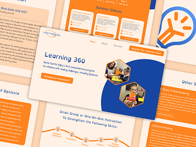 Learning 360 - Educational Website for Students with Dyslexia branding dyslexia education education platform landing page learning learning difficulties learning platform logo mobile ui responsive school website support ui userinterface ux website design website mockup
