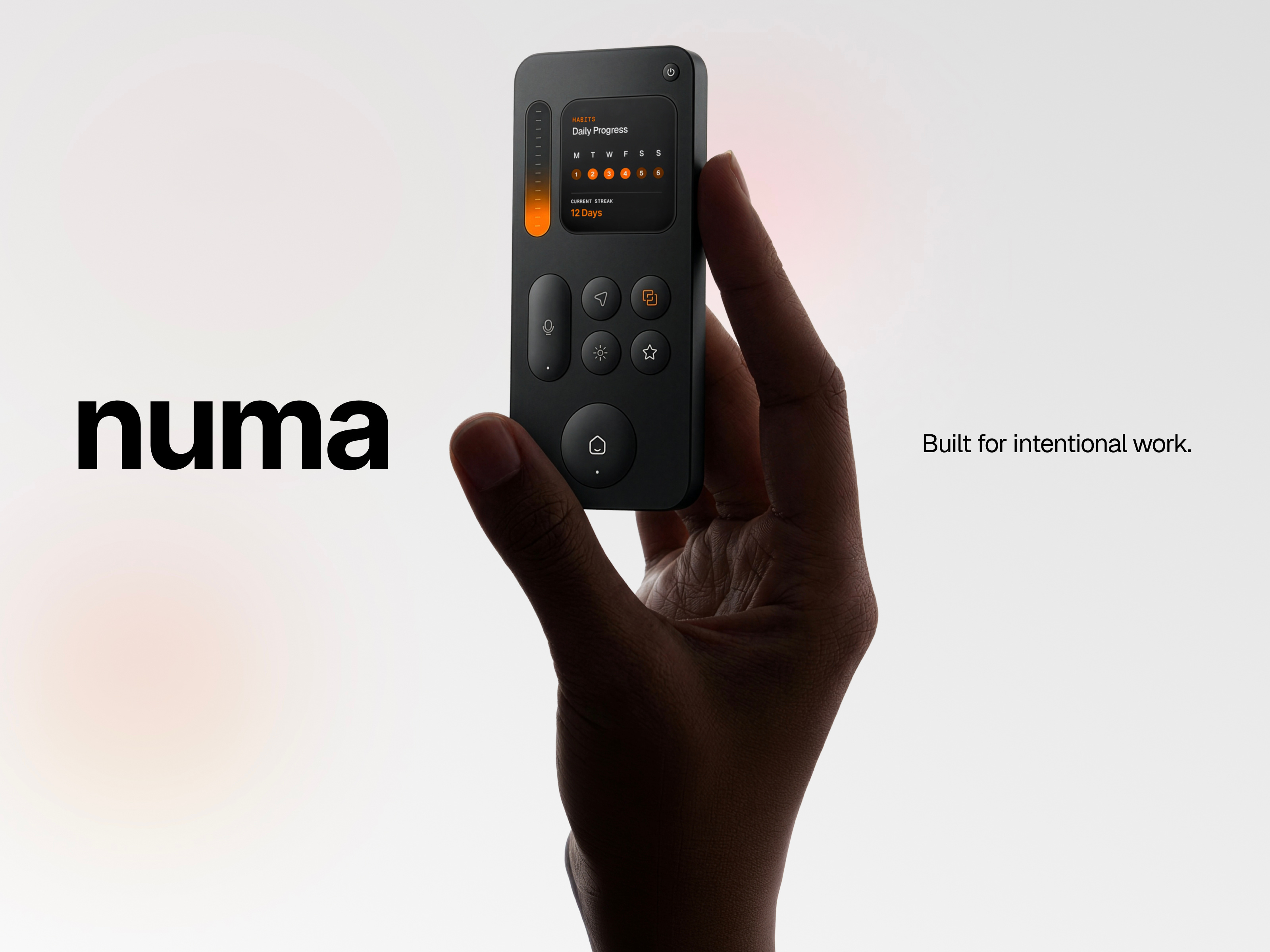 Numa — Focus Companion Device Concept ambient calm technology concept design deep work figma focus hardware design industrial design interaction design interface design minimal design oled product concept product design productivity ui design ux design