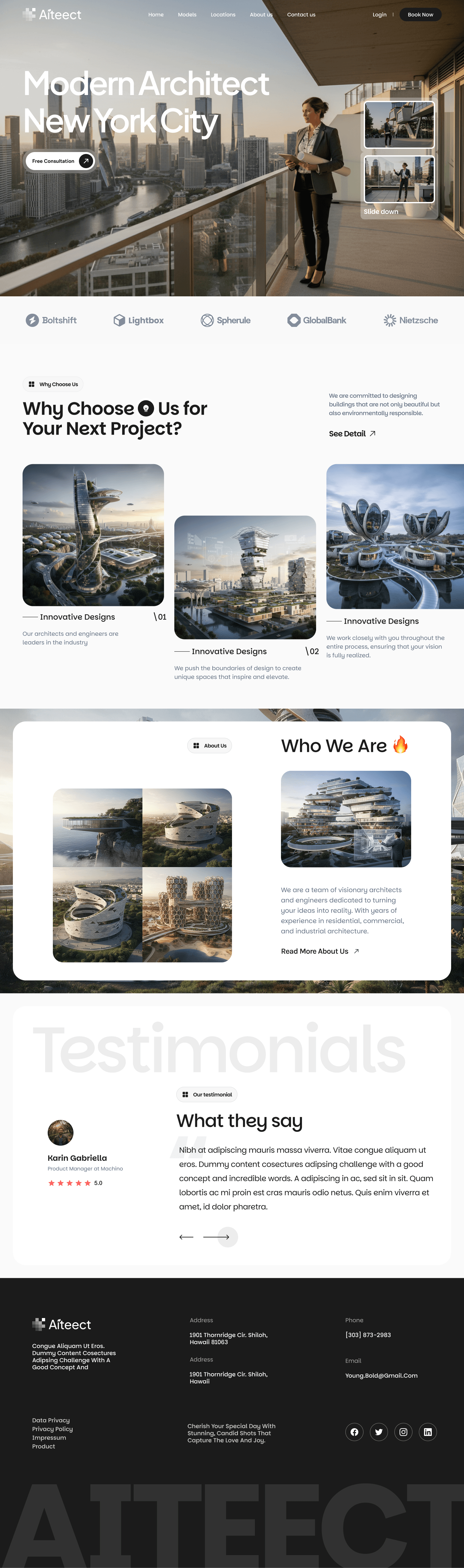 Aiteect - Architecture Landing Page agency website architectural design architecture architecture landing page building design clean ui construction website dribbble design homepage design interior design landing page minimalist design modern website portfolio website real estate website responsive design saas landing page ui design ux design web design