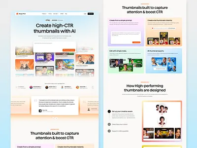AI YouTube Thumbnail Generator Website ai interface landing page product saas service ui ux web website